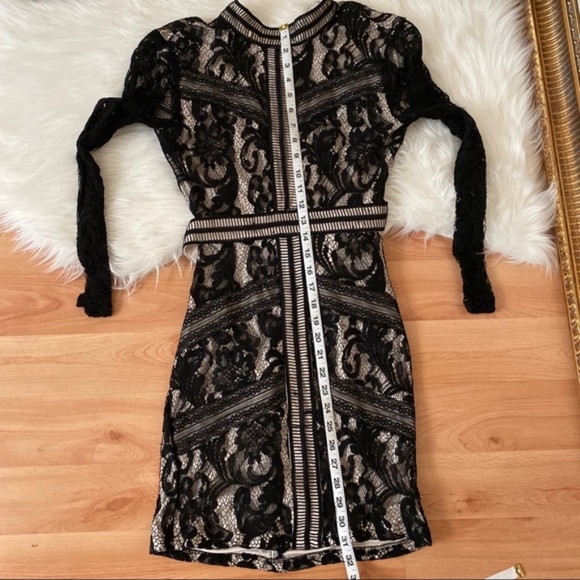 Black & Tan Sexy Backless Lace Cocktail Dress - Picture 4 of 5